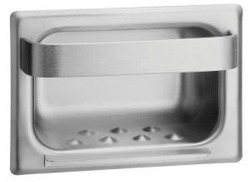 Bradley 940 and 9402 Recessed Satin Stainless Steel Soap Dish with Towel Bar